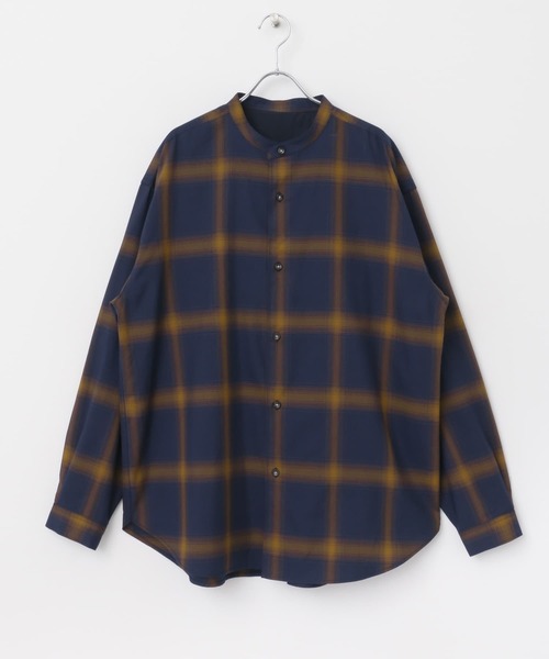 FORK&SPOON（フォークアンドスプーン）の「FORK&SPOON　TRチェックバンドカラーシャツ（シャツ/ブラウス・メンズ・グレー系その他/ネイビー・5/4）」の9枚目の写真
