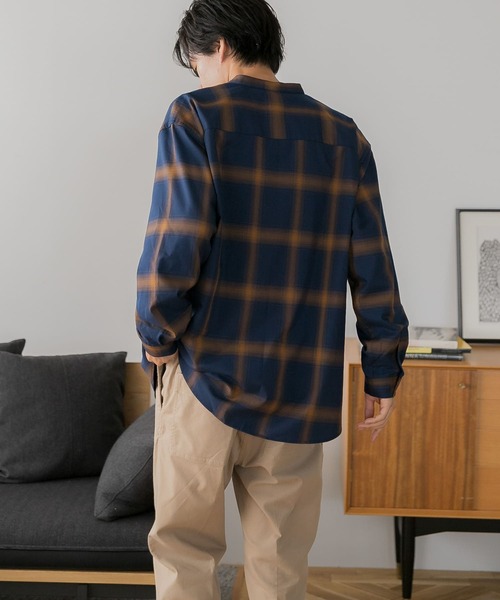 FORK&SPOON（フォークアンドスプーン）の「FORK&SPOON　TRチェックバンドカラーシャツ（シャツ/ブラウス・メンズ・グレー系その他/ネイビー・5/4）」の13枚目の写真