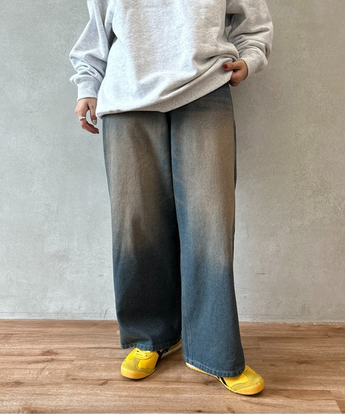CPCM(シーピーシーエム)の「オーバーダイデニムワイドパンツ(デニムパンツ・メンズ・イエロー/レッド/ブラック/サックスブルー/ブラック系その他・MEDIUM/LARGE)」の7枚目の写真