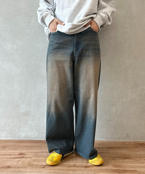 CPCM(シーピーシーエム)の「オーバーダイデニムワイドパンツ(デニムパンツ・メンズ・イエロー/レッド/ブラック/サックスブルー/ブラック系その他・MEDIUM/LARGE)」の8枚目の写真