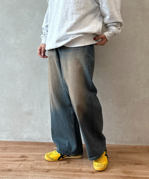 CPCM(シーピーシーエム)の「オーバーダイデニムワイドパンツ(デニムパンツ・メンズ・イエロー/レッド/ブラック/サックスブルー/ブラック系その他・MEDIUM/LARGE)」の9枚目の写真