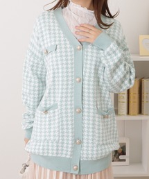 VangyテーラードL サマーウールニット　紫　千鳥格子チェック　2B セーラーカラーニットプルオーバー《WINTER KNIT COLLECTION》