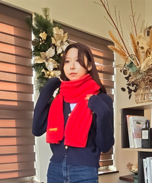 ｔｏｌｅｎｅ（トレネ）の「ワッフルニットマフラー（マフラー・レディース・レッド/ベージュ/ブラック・ONE SIZE）」の4枚目の写真