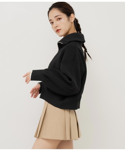 ANAP(アナップ)の「クロップドハーフジップスポンジニットトップス(ニット/セーター・レディース・ブラック/グリーン/グレー・FREE)」の17枚目の写真