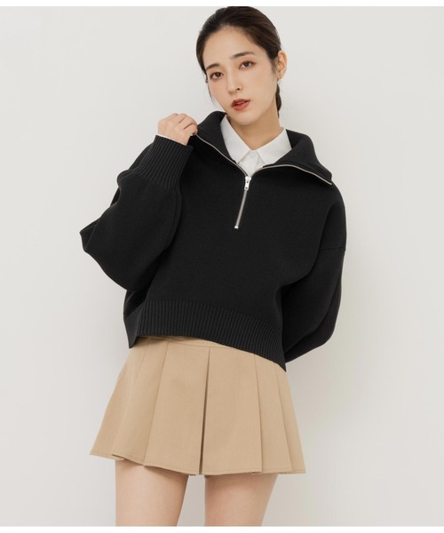 ANAP(アナップ)の「クロップドハーフジップスポンジニットトップス(ニット/セーター・レディース・ブラック/グリーン/グレー・FREE)」の14枚目の写真