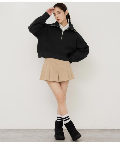 ANAP(アナップ)の「クロップドハーフジップスポンジニットトップス(ニット/セーター・レディース・ブラック/グリーン/グレー・FREE)」の20枚目の写真