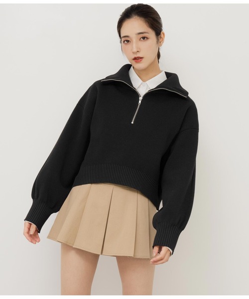 ANAP(アナップ)の「クロップドハーフジップスポンジニットトップス(ニット/セーター・レディース・ブラック/グリーン/グレー・FREE)」の16枚目の写真