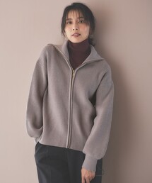 【洗濯機可】ジップアップニットブルゾン