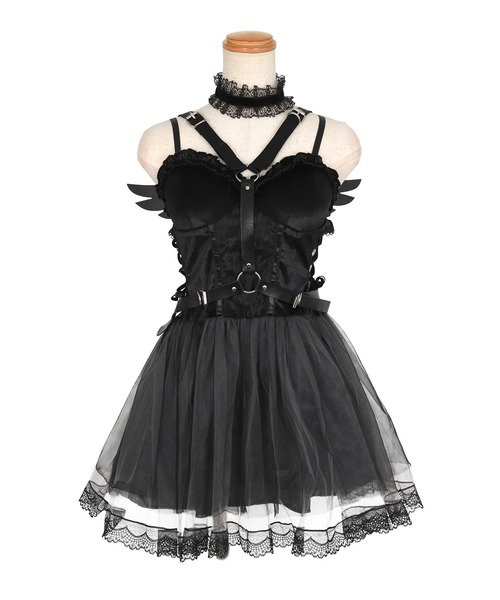 シティ赤坂◆フレアロングワンピース(9)光沢　ブラック　社交ダンス　ステージ衣装 LVEU.（ラブユ） ワンピース 「LVEU.」オリジナルビスチェフレア