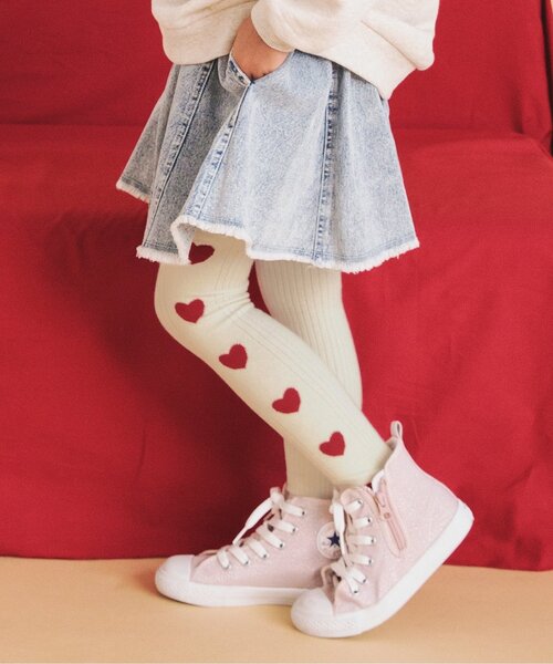 BREEZE（ブリーズ）の「サイド柄ラインタイツ（タイツ/ストッキング・キッズ・パープル/グレー/アイボリー・140/80/100/120）」の2枚目の写真