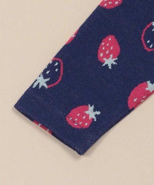 baby cheer(ベイビーチアー)の「いちごジャカードカバーオール(ロンパース・キッズ・キナリ/ネイビー・70cm/80cm)」の6枚目の写真