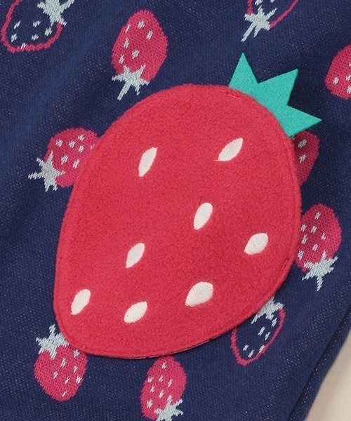baby cheer(ベイビーチアー)の「いちごジャカードカバーオール(ロンパース・キッズ・キナリ/ネイビー・70cm/80cm)」の7枚目の写真
