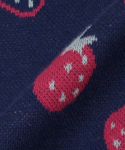 baby cheer(ベイビーチアー)の「いちごジャカードカバーオール(ロンパース・キッズ・キナリ/ネイビー・70cm/80cm)」の9枚目の写真