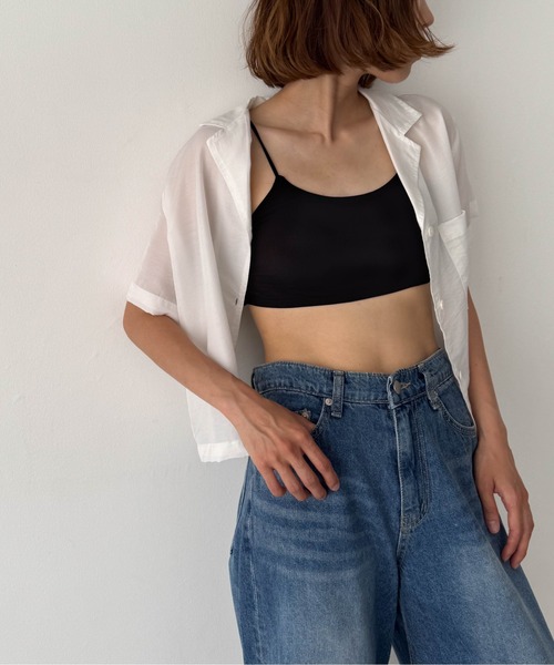 CANAL JEAN（キャナルジーン）の「El mar　リブバッククロスカップインブラトップ（キャミソール・レディース・ホワイト/ブラック/ネイビー・ONE SIZE）」の2枚目の写真