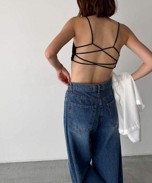 CANAL JEAN（キャナルジーン）の「El mar　リブバッククロスカップインブラトップ（キャミソール・レディース・ホワイト/ブラック/ネイビー・ONE SIZE）」の8枚目の写真