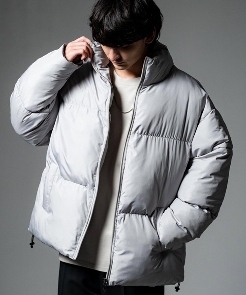 Rocky Monroe(ロッキーモンロー)の「オーバーサイズ ファイバーダウンジャケット 中綿ブルゾン(ダウンジャケット/コート・メンズ・ブラック/グレー/オフホワイト/ブルー/ベージュ/チャコール・M/L/XL)」の21枚目の写真