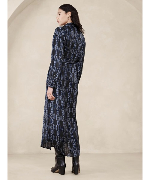 美品☆バナナリパブリック　タイウエスト　シャツワンピース　ロングワンピース 美品☆バナナリパブリック タイウエスト シャツワンピース