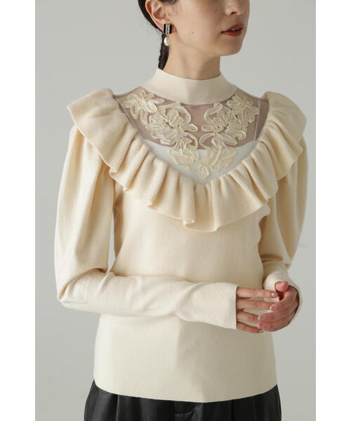 JILL STUART（ジルスチュアート）の「リボンシシュウパフスリーブニット（ニット/セーター・レディース・ブラック/ホワイト・FREE）」の16枚目の写真