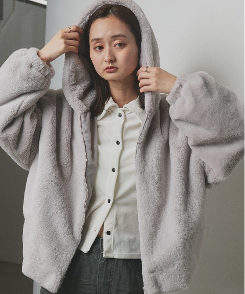 セール】フード付き ファーブルゾン（ブルゾン）｜ad thie（アドティエ
