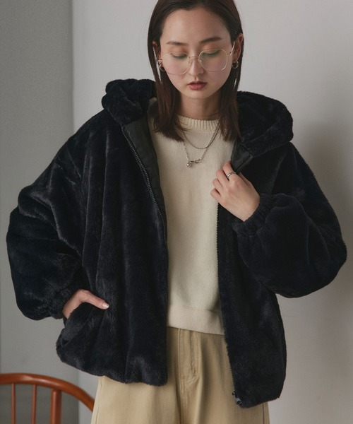 セール】フード付き ファーブルゾン（ブルゾン）｜ad thie（アドティエ