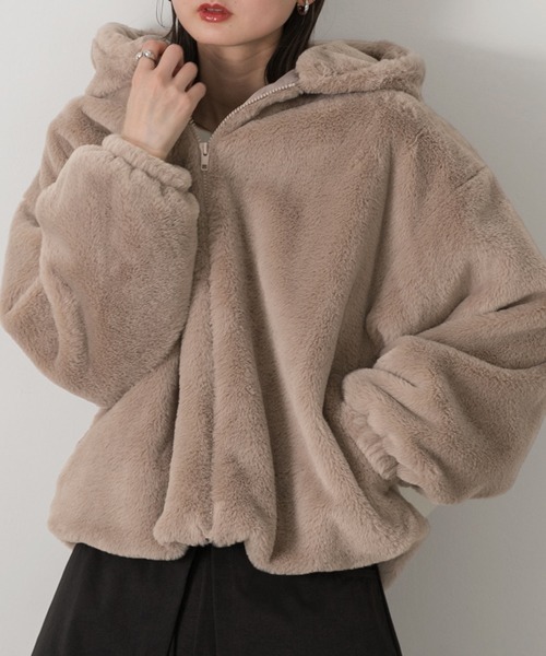 セール】フード付き ファーブルゾン（ブルゾン）｜ad thie（アドティエ