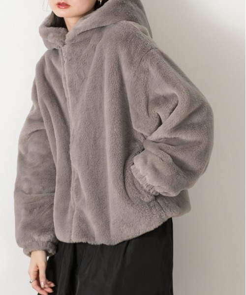 セール】フード付き ファーブルゾン（ブルゾン）｜ad thie（アドティエ