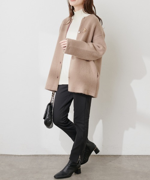 natural couture(ナチュラルクチュール)の「TCポンチ裏起毛スキニーパンツ(その他パンツ・レディース・アイボリー/ブラック/ブラウン・MEDIUM/SMALL)」の11枚目の写真
