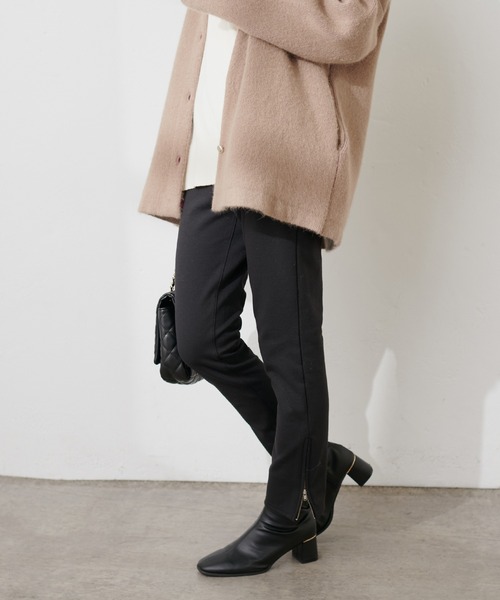 natural couture(ナチュラルクチュール)の「TCポンチ裏起毛スキニーパンツ(その他パンツ・レディース・アイボリー/ブラック/ブラウン・MEDIUM/SMALL)」の9枚目の写真