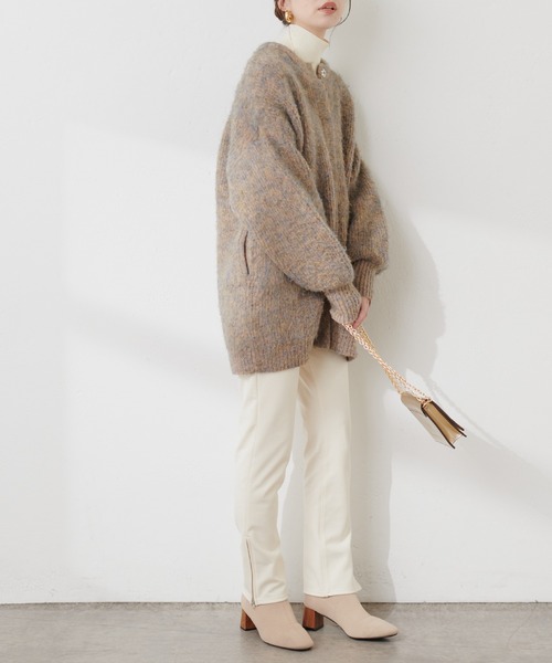 natural couture(ナチュラルクチュール)の「TCポンチ裏起毛スキニーパンツ(その他パンツ・レディース・アイボリー/ブラック/ブラウン・MEDIUM/SMALL)」の6枚目の写真