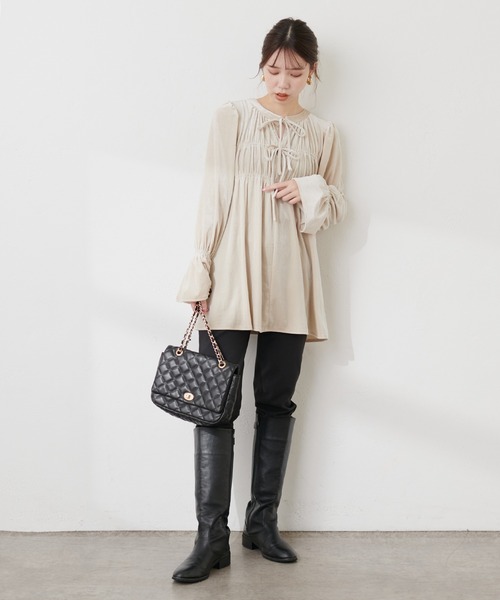natural couture(ナチュラルクチュール)の「TCポンチ裏起毛スキニーパンツ(その他パンツ・レディース・アイボリー/ブラック/ブラウン・MEDIUM/SMALL)」の15枚目の写真