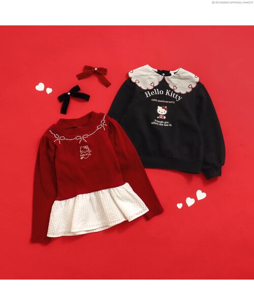【きてぃ♡】sheller ペプラム　トップス セール】ハローキティペプラムフリルトップス（スウェット