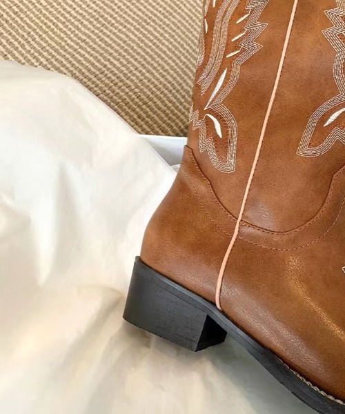 Futier land（フューティアランド）の「スクエアトゥミドルウエスタンブーツ（ブーツ・レディース・ブラウン・38/40/36/37/39）」の12枚目の写真