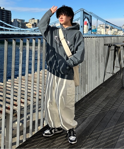 ADAMASTE（アダマスト）の「ヘリンボーンワイドカーゴパンツ（カーゴパンツ・メンズ・ブラック/ホワイト/チャコールグレー・LARGE/MEDIUM）」の20枚目の写真