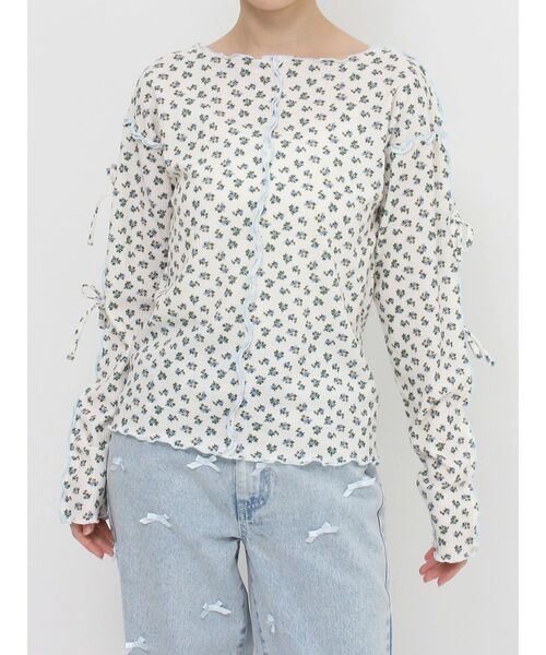 merry jenny（メリージェニー）の「カットアウトflowerサーマルtops（Tシャツ/カットソー・レディース・ライトブルー/ピンク・FREE）」の11枚目の写真