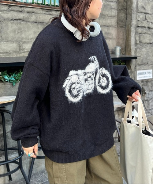 CPCM(シーピーシーエム)の「モヘアライクモチーフニット(ニット/セーター・メンズ・ネイビー/ブラック/オフホワイト・MEDIUM/LARGE)」の5枚目の写真