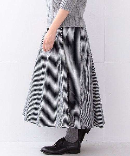 BEAMS BOY / ワーク ストライプ サーキュラー スカート ② BEAMS BOY（ビームスボーイ）の「BEAMS BOY / インディゴ