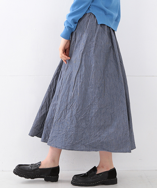 BEAMS BOY / ワーク ストライプ サーキュラー スカート ① BEAMS BOY（ビームスボーイ）の「BEAMS BOY / インディゴ