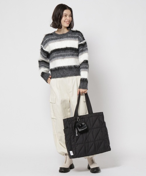 niko and...（ニコアンド）の「ブラッシュボーダーニット（ニット/セーター・レディース・ブルー/ブラック/アイボリー・BIG(L)/SHORT）」の4枚目の写真