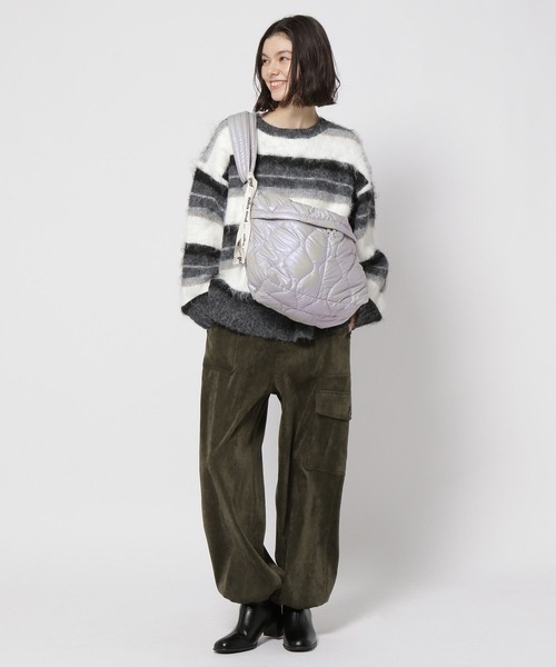 niko and...（ニコアンド）の「ブラッシュボーダーニット（ニット/セーター・レディース・ブルー/ブラック/アイボリー・BIG(L)/SHORT）」の7枚目の写真