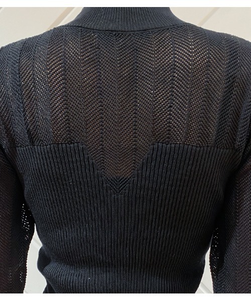Desert　Rose（デザートローズ）の「【DESERT ROSE/デザートローズ】リブビスチェ風ハイネックプルオーバー（ニット/セーター・レディース・ブラック・FREE）」の12枚目の写真