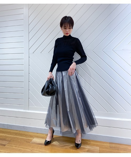 Desert　Rose（デザートローズ）の「【DESERT ROSE/デザートローズ】リブビスチェ風ハイネックプルオーバー（ニット/セーター・レディース・ブラック・FREE）」の5枚目の写真