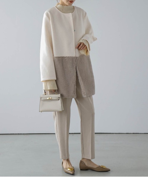 楽天市場】エコファー ノーカラーコートの通販 バッグ付エコファーノー