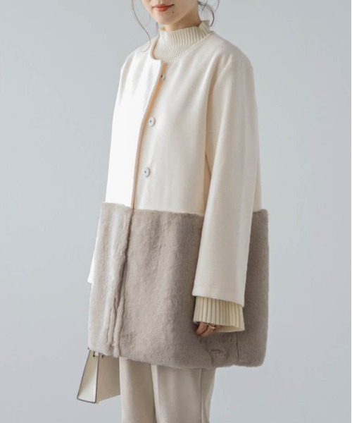 AMELY（エミリー）の「エコファーノーカラーコート（ダウンジャケット