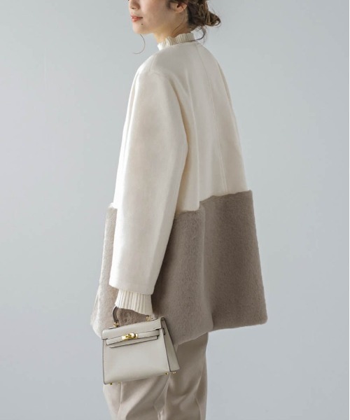 AMELY（エミリー）の「エコファーノーカラーコート（ダウンジャケット