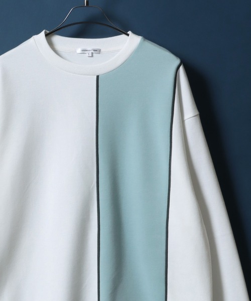 ANPAS(アンパス)の「Ponte Fabric Color Switching Design Sweatshirt/ポンチ 配色切替 オーバーサイズ トレーナー スウェットトップス(スウェット・メンズ・ブラック系その他2/ホワイト系その他2/ブラック系その他/ホワイト系その他・M/L)」の1枚目の写真