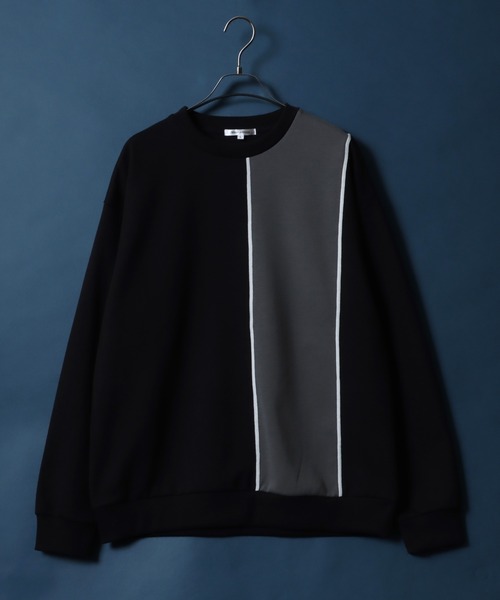 ANPAS(アンパス)の「Ponte Fabric Color Switching Design Sweatshirt/ポンチ 配色切替 オーバーサイズ トレーナー スウェットトップス(スウェット・メンズ・ブラック系その他2/ホワイト系その他2/ブラック系その他/ホワイト系その他・M/L)」の4枚目の写真
