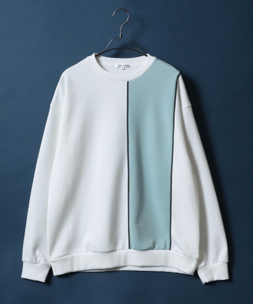 ANPAS(アンパス)の「Ponte Fabric Color Switching Design Sweatshirt/ポンチ 配色切替 オーバーサイズ トレーナー スウェットトップス(スウェット・メンズ・ブラック系その他2/ホワイト系その他2/ブラック系その他/ホワイト系その他・M/L)」の9枚目の写真
