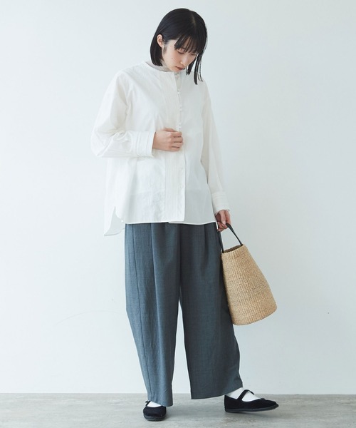 コットン ブロードピンタックチュニック丈ブラウス/yuni yuni（ユニ ）の「○120/2コットンブロード ピンタックシャツ（シャツ