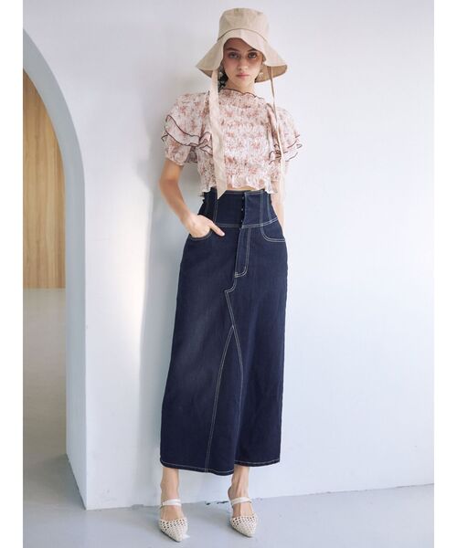 MERCURYDUO(マーキュリーデュオ)の「デニムコルセットバックスリットロングスカート(デニムスカート・レディース・ブルー/インディゴブルー・SMALL/MEDIUM)」の10枚目の写真