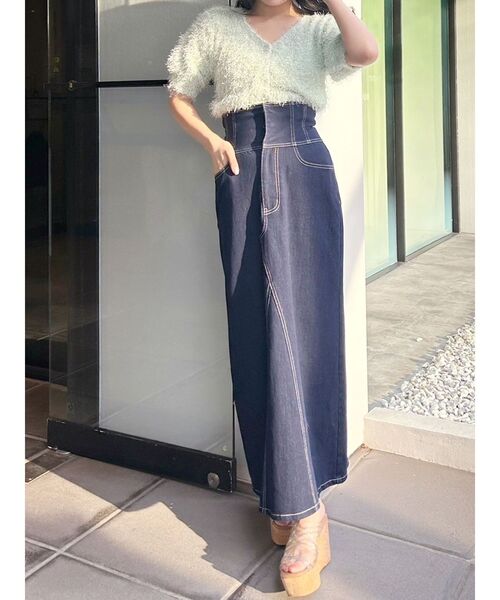 MERCURYDUO(マーキュリーデュオ)の「デニムコルセットバックスリットロングスカート(デニムスカート・レディース・ブルー/インディゴブルー・SMALL/MEDIUM)」の22枚目の写真